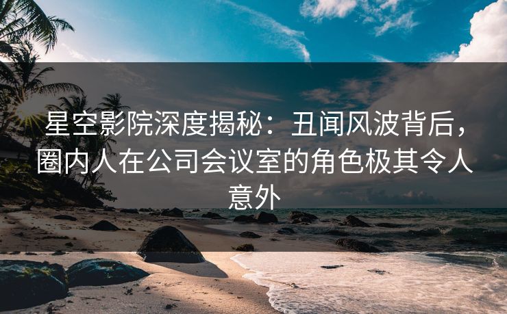 星空影院深度揭秘:丑闻风波背后,圈内人在公司会议室的角色极其令人意外